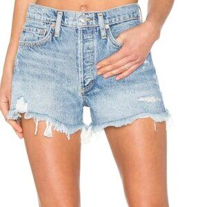 Agolde Parker Light Blue Distressed Jean Shorts